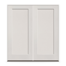 Double Fiberglass Entry Door System - 1 Panel Shaker, White Satin Smooth