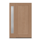 Fiberglass Entry Door System with Sidelite - 1 Panel Shaker, Tan Woodgrain