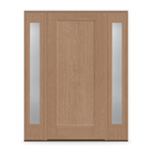 Fiberglass Entry Door System with Two Sidelites - 1 Panel Shaker, Tan Woodgrain