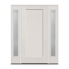 Fiberglass Entry Door System with Two Sidelites - 1 Panel Shaker, White Satin Smooth