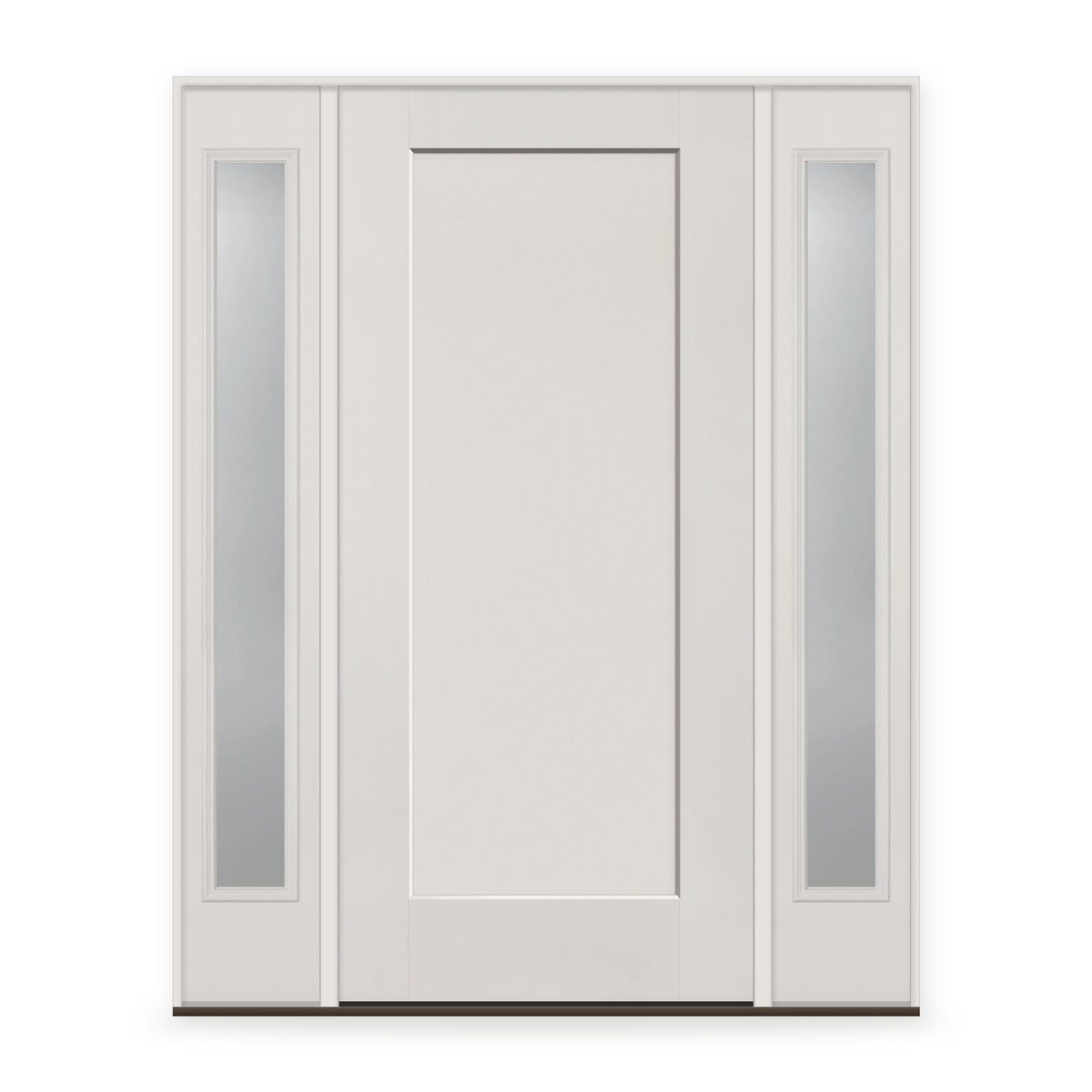 Fiberglass Entry Door System with Two Sidelites - 1 Panel Shaker, White Satin Smooth
