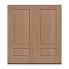 Double Fiberglass Entry Door System - 2 Panel 3/4, Tan Woodgrain