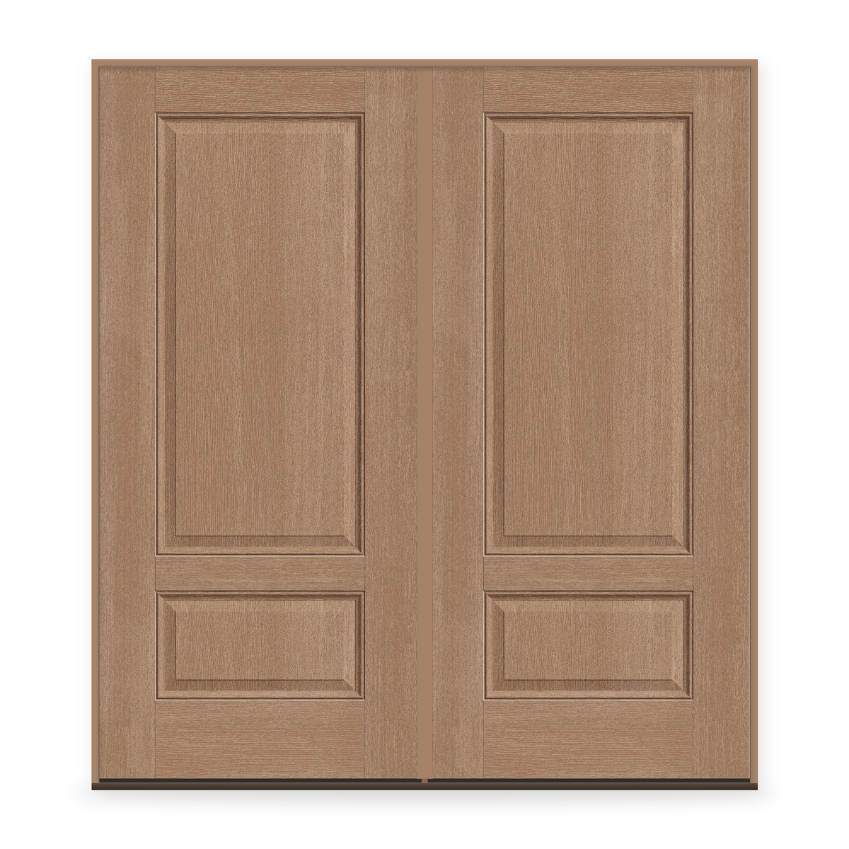 Double Fiberglass Entry Door System - 2 Panel 3/4, Tan Woodgrain
