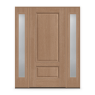 Fiberglass Entry Door System with Two Sidelites - 2 Panel 3/4, Tan Woodgrain