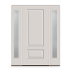 Fiberglass Entry Door System with Two Sidelites - 2 Panel 3/4, White Satin Smooth