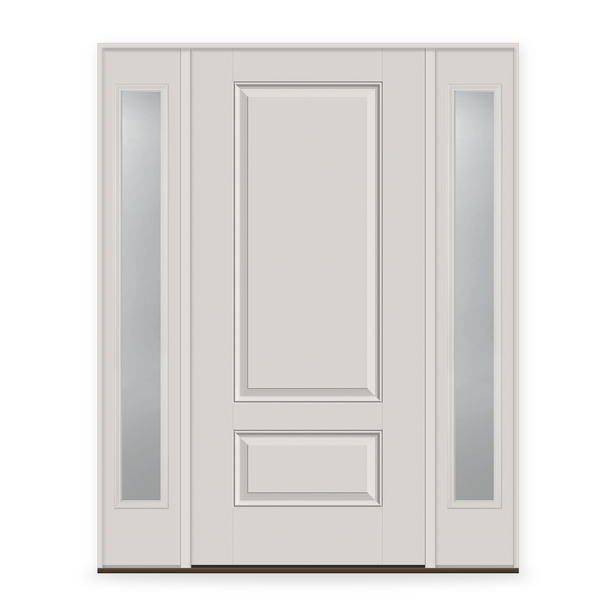 Fiberglass Entry Door System with Two Sidelites - 2 Panel 3/4, White Satin Smooth