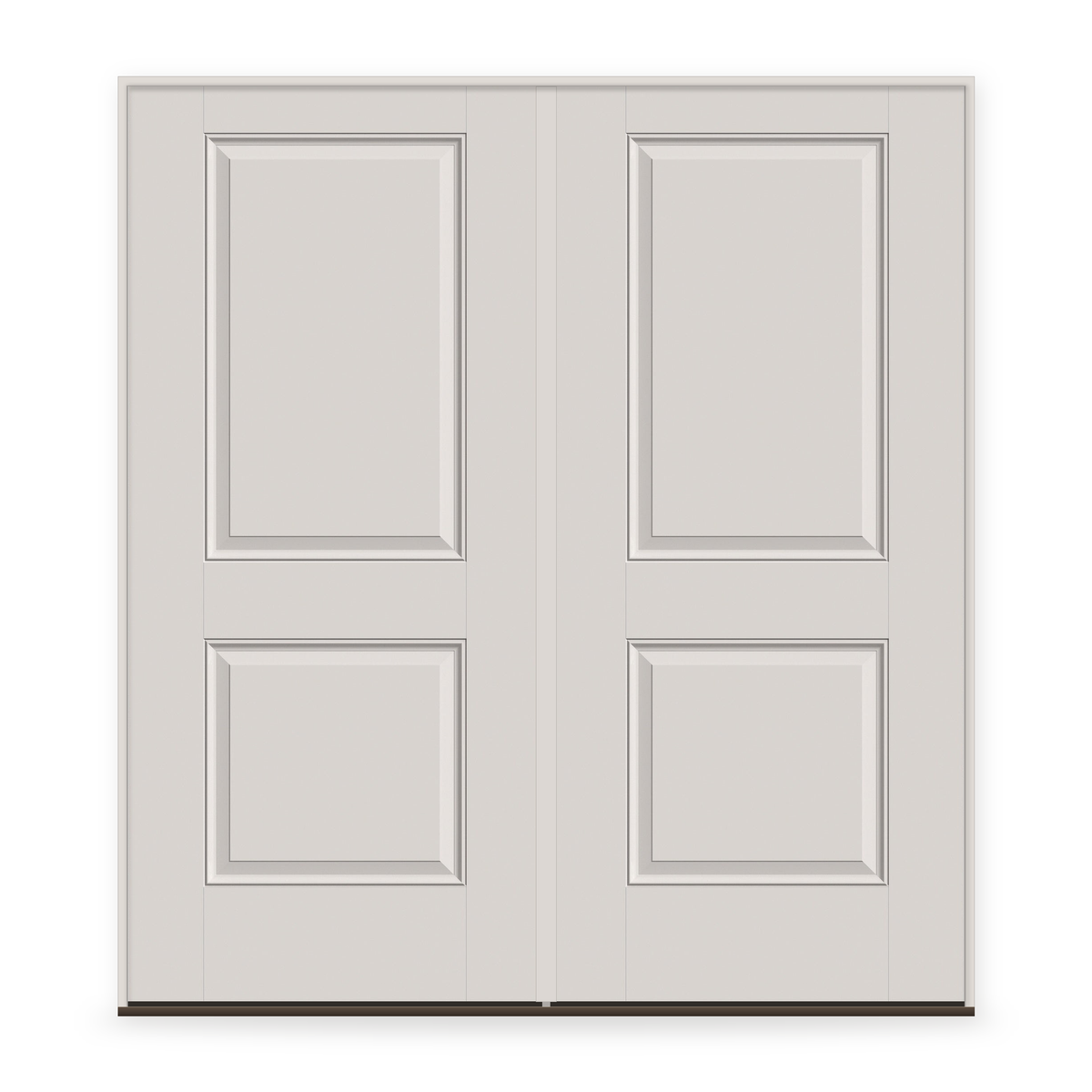 Double Fiberglass Entry Door System - 2 Panel ADA, White Satin Smooth