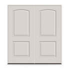 Double Fiberglass Entry Door System - 2 Panel Cambertop, White Satin Smooth