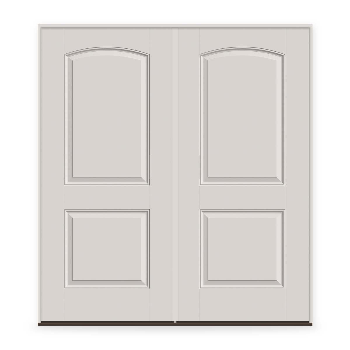 Double Fiberglass Entry Door System - 2 Panel Cambertop, White Satin Smooth