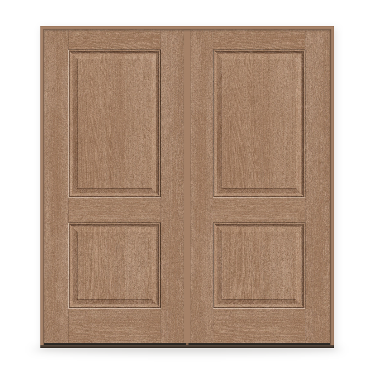Double Fiberglass Entry Door System - 2 Panel, Tan Woodgrain