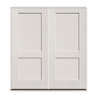 Double Fiberglass Entry Door System - 2 Panel Shaker, White Satin Smooth