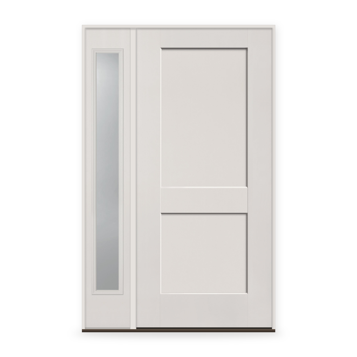 Fiberglass Entry Door System with Sidelite - 2 Panel Shaker, White Satin Smooth