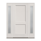 Fiberglass Entry Door System with Two Sidelites - 2 Panel Shaker, White Satin Smooth