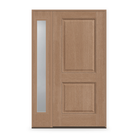 Fiberglass Entry Door System with Sidelite - 2 Panel, Tan Woodgrain