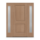 Fiberglass Entry Door System with Two Sidelites - 2 Panel, Tan Woodgrain