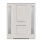 Fiberglass Entry Door System with Two Sidelites - 2 Panel, White Satin Smooth