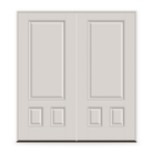 Double Fiberglass Entry Door System - 3 Panel 3/4, White Satin Smooth