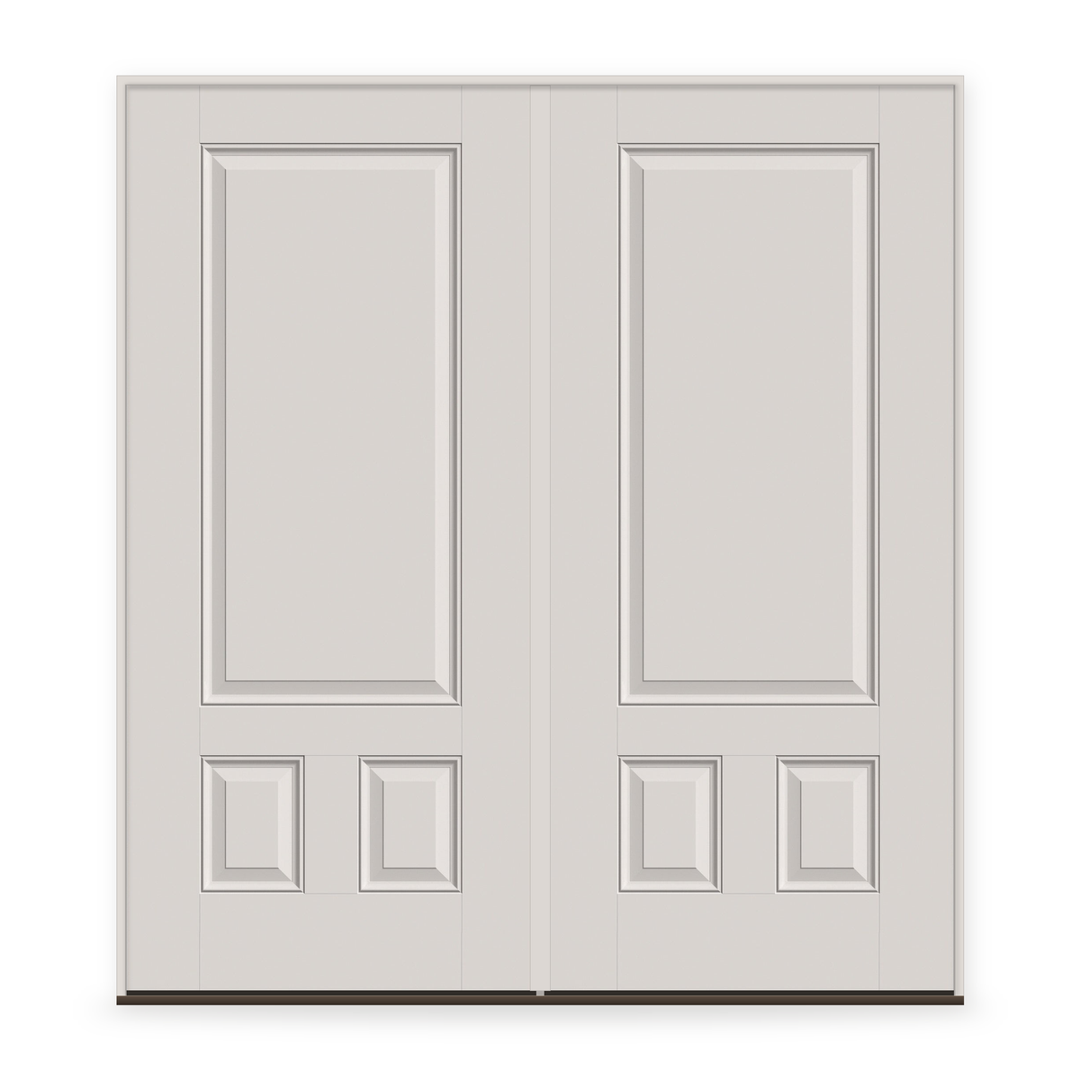Double Fiberglass Entry Door System - 3 Panel 3/4, White Satin Smooth