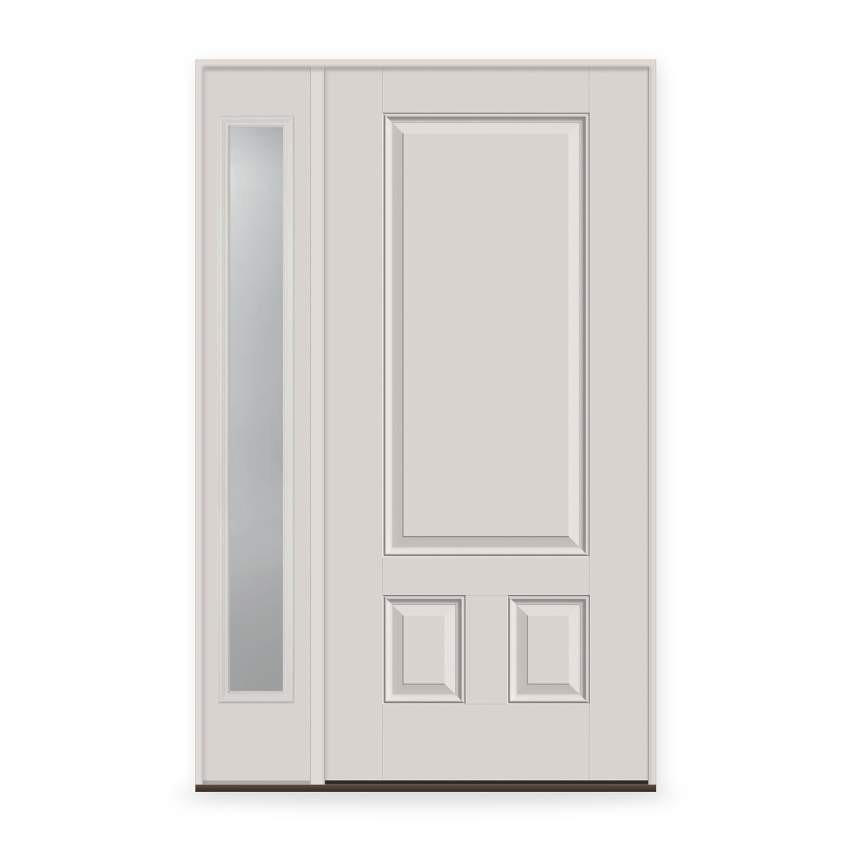Fiberglass Entry Door System with Sidelite - 3 Panel 3/4, White Satin Smooth