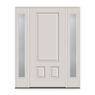 Fiberglass Entry Door System with Two Sidelites - 3 Panel 3/4, White Satin Smooth
