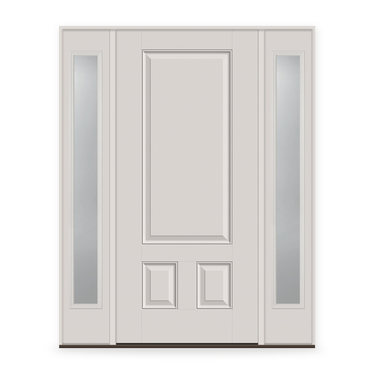 Fiberglass Entry Door System with Two Sidelites - 3 Panel 3/4, White Satin Smooth