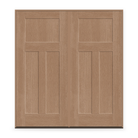Double Fiberglass Entry Door System - 3 Panel Craftsman, Tan Woodgrain
