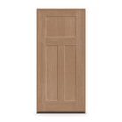 Prehung Fiberglass Entry Door System - 3 Panel Craftsman, Tan Woodgrain