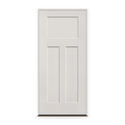Prehung Fiberglass Entry Door System - 3 Panel Craftsman, White Satin Smooth