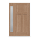 Fiberglass Entry Door System with Sidelite - 3 Panel Craftsman, Tan Woodgrain