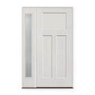 Fiberglass Entry Door System with Sidelite - 3 Panel Craftsman, White Satin Smooth