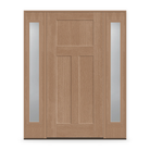 Fiberglass Entry Door System with Two Sidelites - 3 Panel Craftsman, Tan Woodgrain