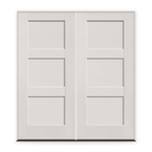 Double Fiberglass Entry Door System - 3 Panel Shaker, White Satin Smooth