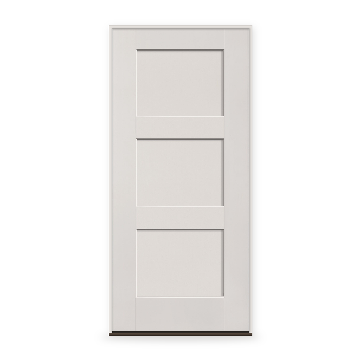 Prehung Fiberglass Entry Door System - 3 Panel Shaker, White Satin Smooth