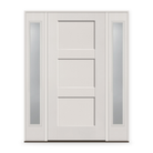 Fiberglass Entry Door System with Two Sidelites - 3 Panel Shaker, White Satin Smooth