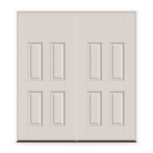 Double Fiberglass Entry Door System - 4 Panel Blank Top, White Satin Smooth