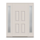 Fiberglass Entry Door System with Two Sidelites - 4 Panel Blank Top, White Satin Smooth