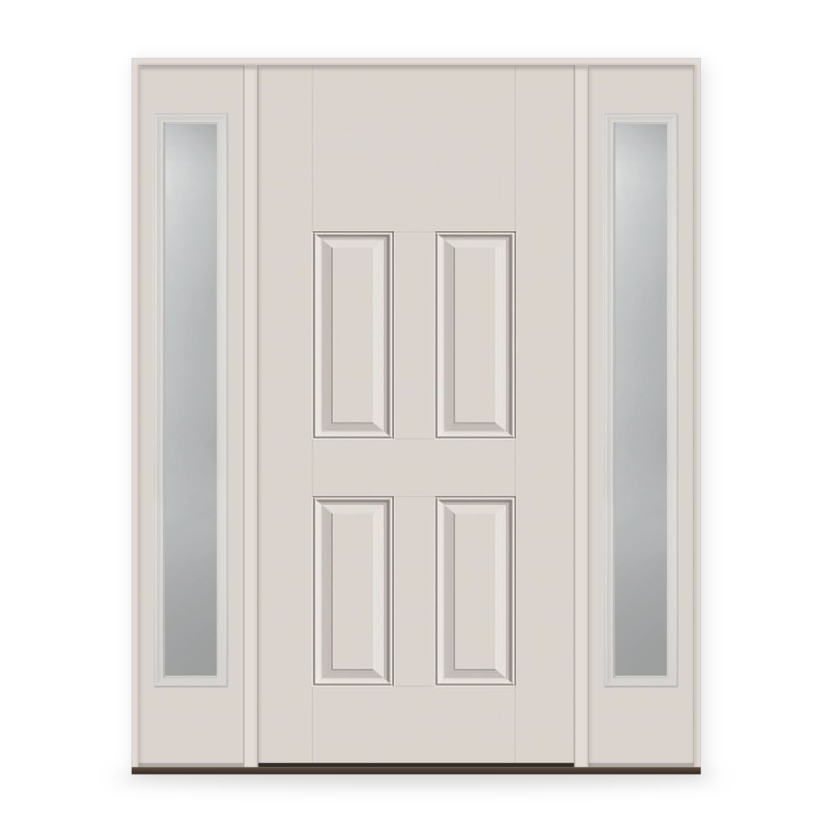Fiberglass Entry Door System with Two Sidelites - 4 Panel Blank Top, White Satin Smooth