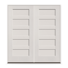 Double Fiberglass Entry Door System - 5 Panel Shaker, White Satin Smooth