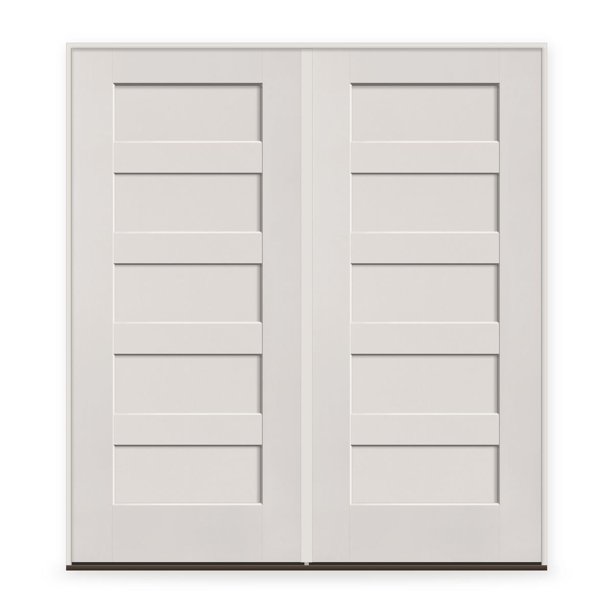 Double Fiberglass Entry Door System - 5 Panel Shaker, White Satin Smooth