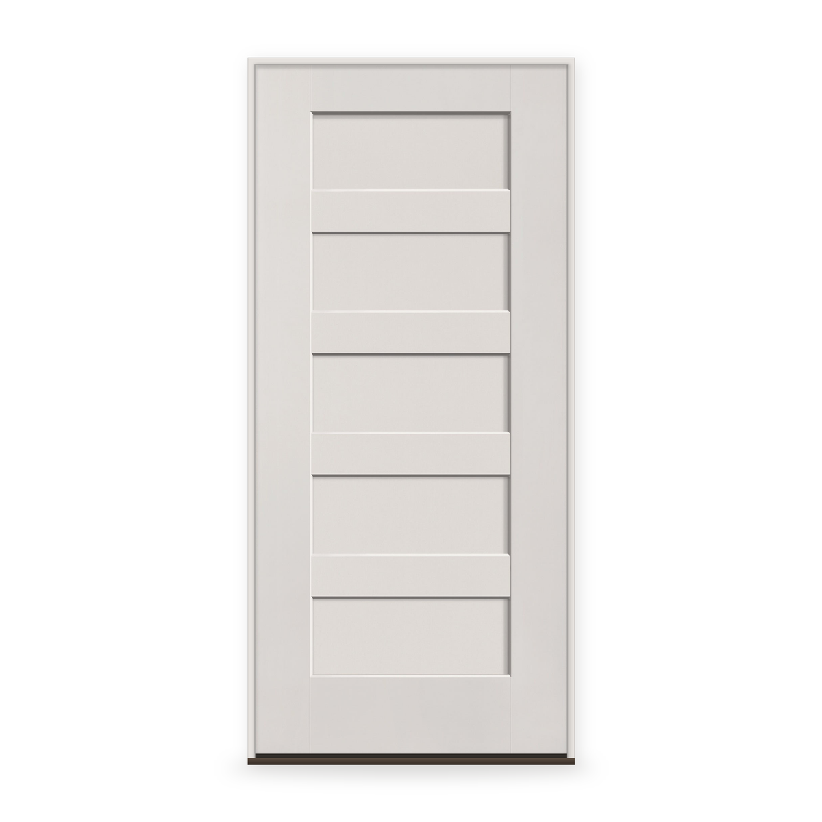 Prehung Fiberglass Entry Door System - 5 Panel Shaker, White Satin Smooth