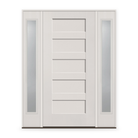Fiberglass Entry Door System with Two Sidelites - 5 Panel Shaker, White Satin Smooth
