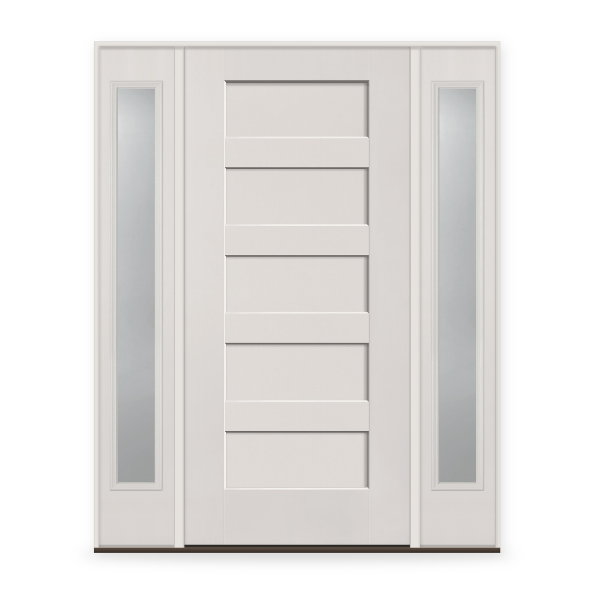 Fiberglass Entry Door System with Two Sidelites - 5 Panel Shaker, White Satin Smooth