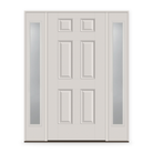 Fiberglass Entry Door System with Two Sidelites - 6 Panel ADA, White Satin Smooth