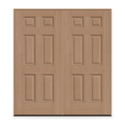 Double Fiberglass Entry Door System - 6 Panel, Tan Woodgrain