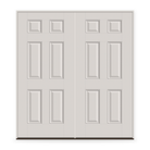 Double Fiberglass Entry Door System - 6 Panel, White Satin Smooth