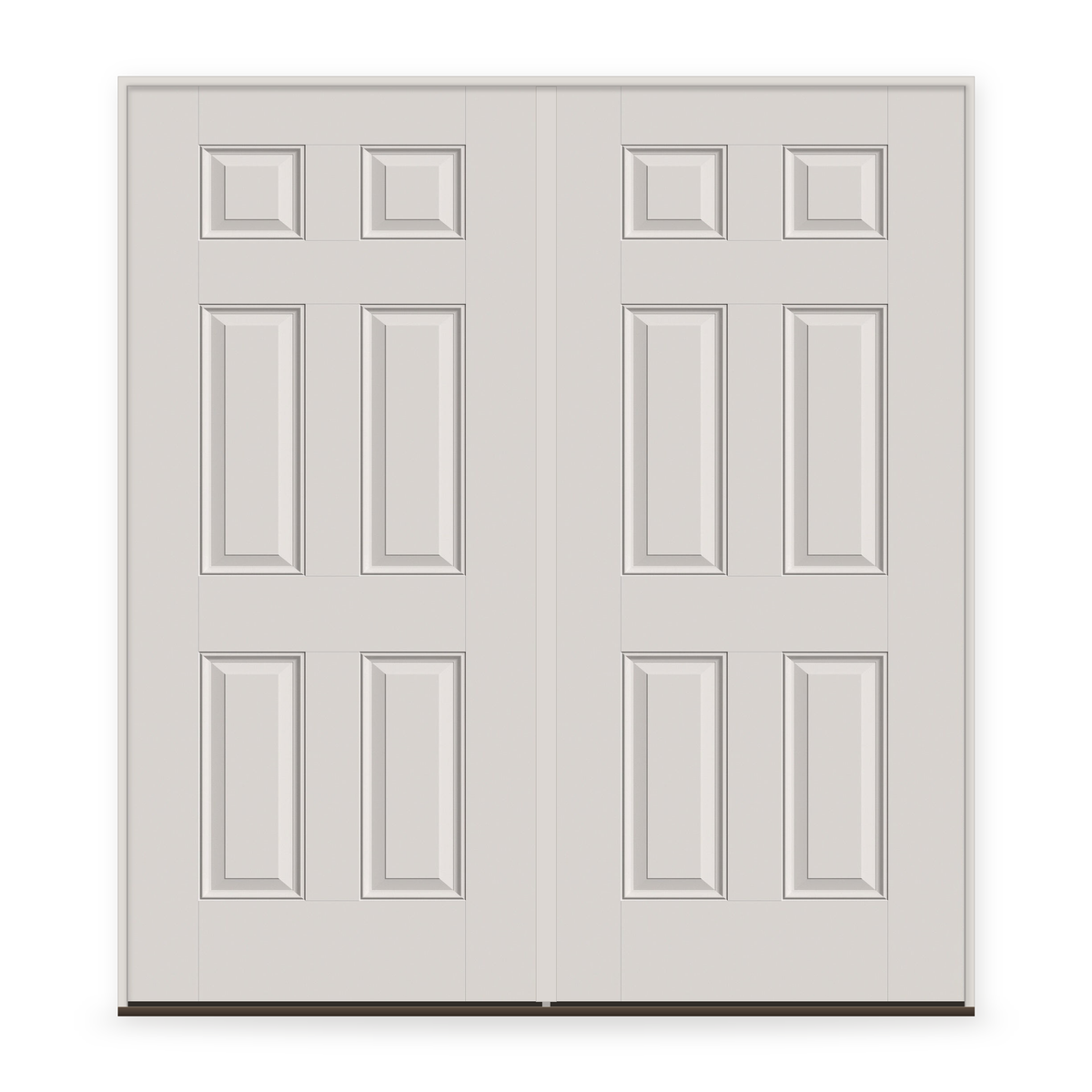 Double Fiberglass Entry Door System - 6 Panel, White Satin Smooth