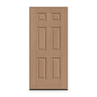 Prehung Fiberglass Entry Door System - 6 Panel, Tan Woodgrain