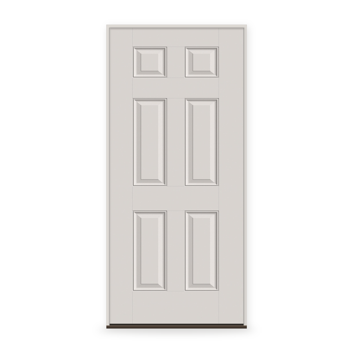 Prehung Fiberglass Entry Door System - 6 Panel, White Satin Smooth