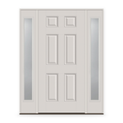 Fiberglass Entry Door System with Two Sidelites - 6 Panel, White Satin Smooth