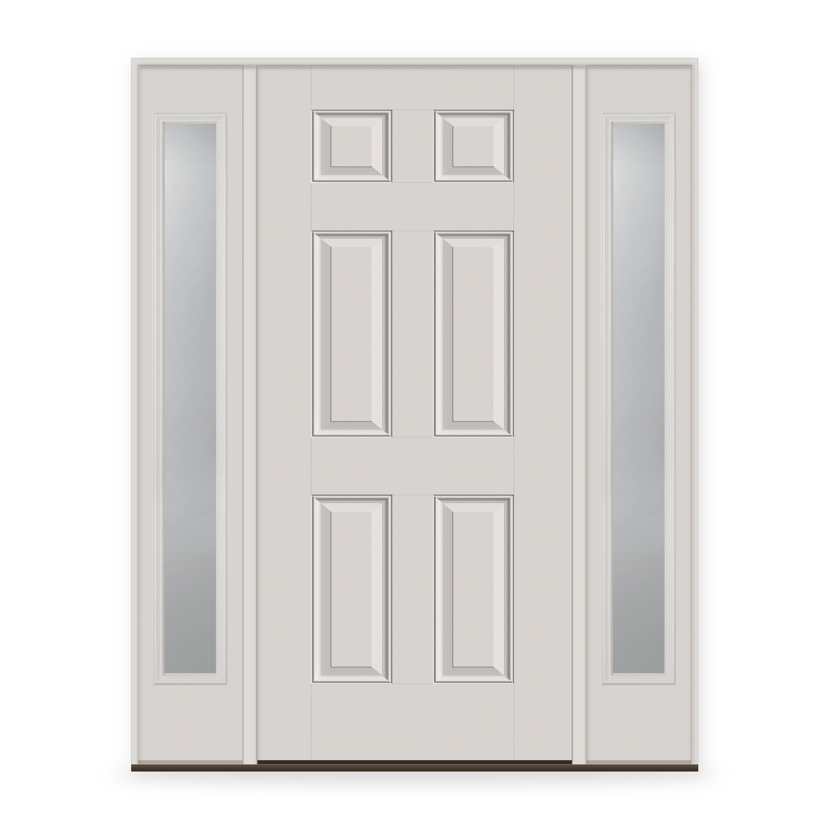 Fiberglass Entry Door System with Two Sidelites - 6 Panel, White Satin Smooth